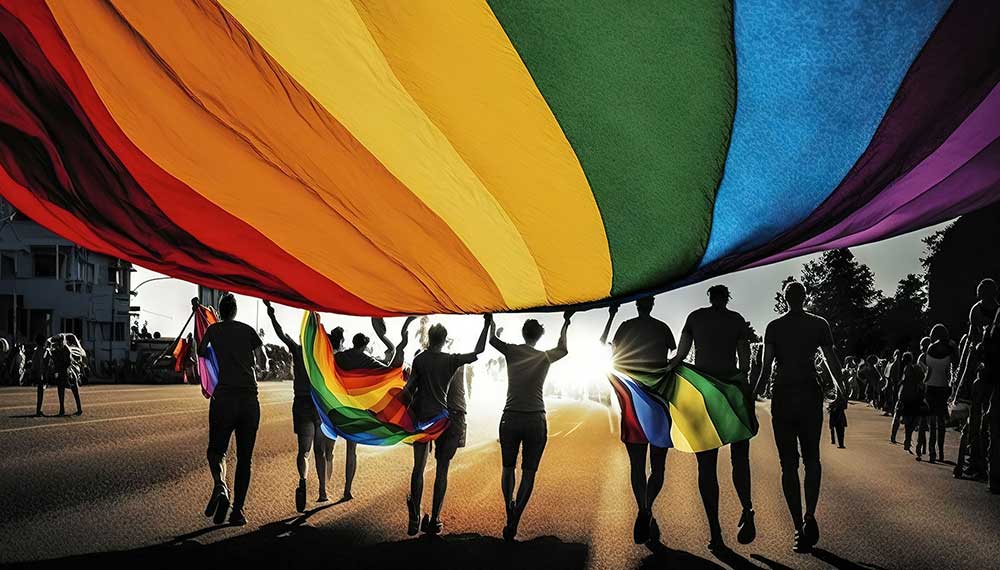 people holding pride flag
