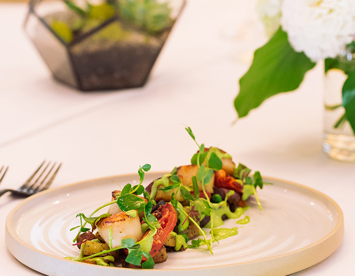 meeting plated lunch set up featuring a single entree