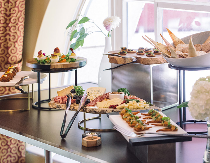 buffet set up for appetizers